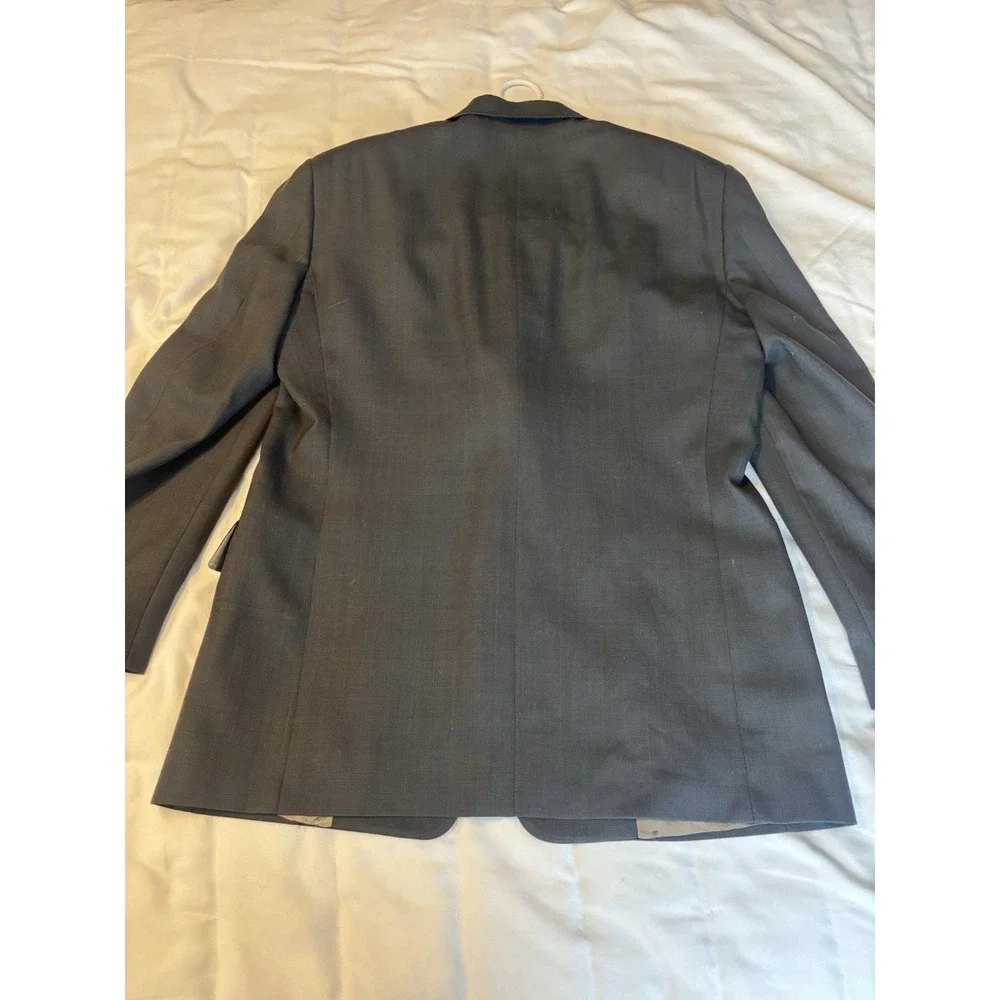 Stafford‎ Black Windowpane Mens 44R/34x29 3Button Suit Wool Pleated Front Cuffed